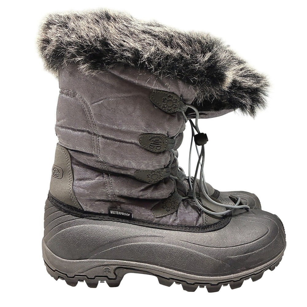Kamik Momentum Snow Boots Women's 8 Black‎ Fur Trim Lace Up Waterproof Winter